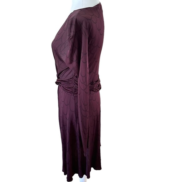 Banana Republic Women's V-Neck Long Sleeves Dress Burgundy Print Size M. - Picture 5 of 10